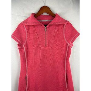 Tommy Bahama Womens S Pink Half-Zip Short Sleeve Tunic Dress